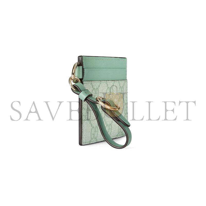 GUCCI GG EMBLEM CARD CASE WITH STRAP 819121 (10*7cm)